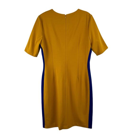 Kasper Short Sleeve Knit Colorblock Sheath Midi Dress Mustard Combo XXL NWT - Picture 4 of 14